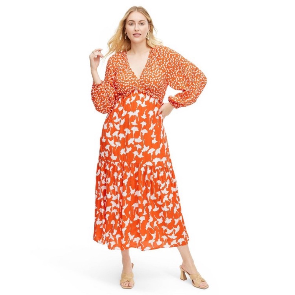 COPY - Women's V-Neck Ginkgo Cherry Tomato
Maxi Dress - DVF for Target XL